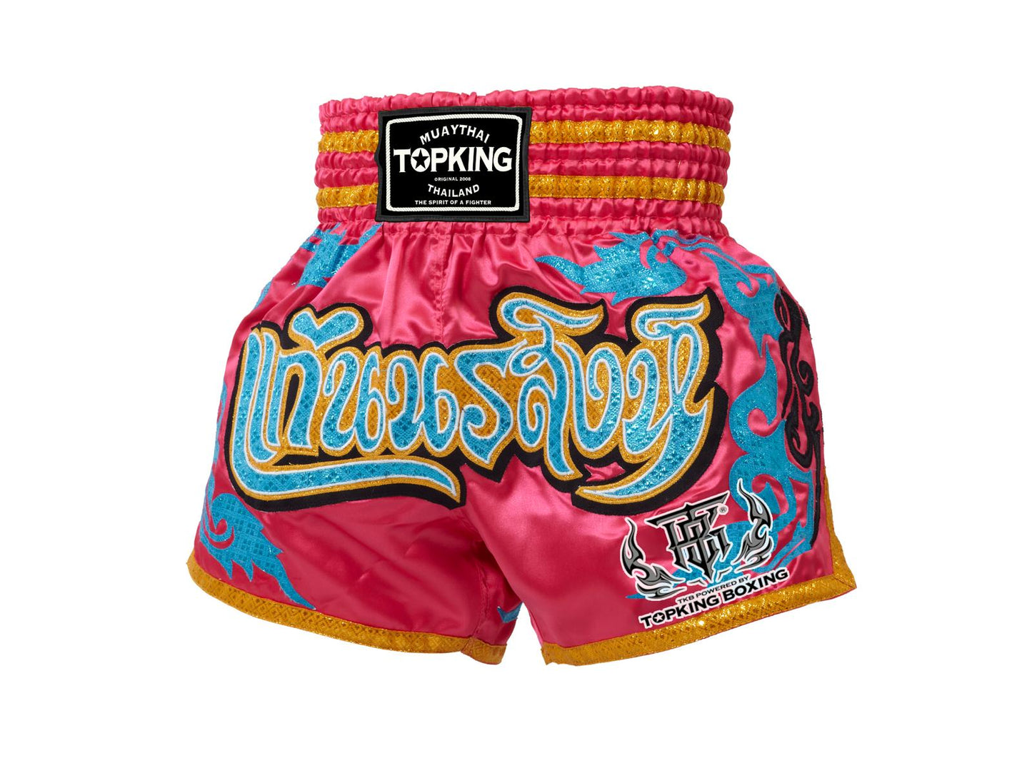 TOP KING Muay Thai shorts. Pink/Gold