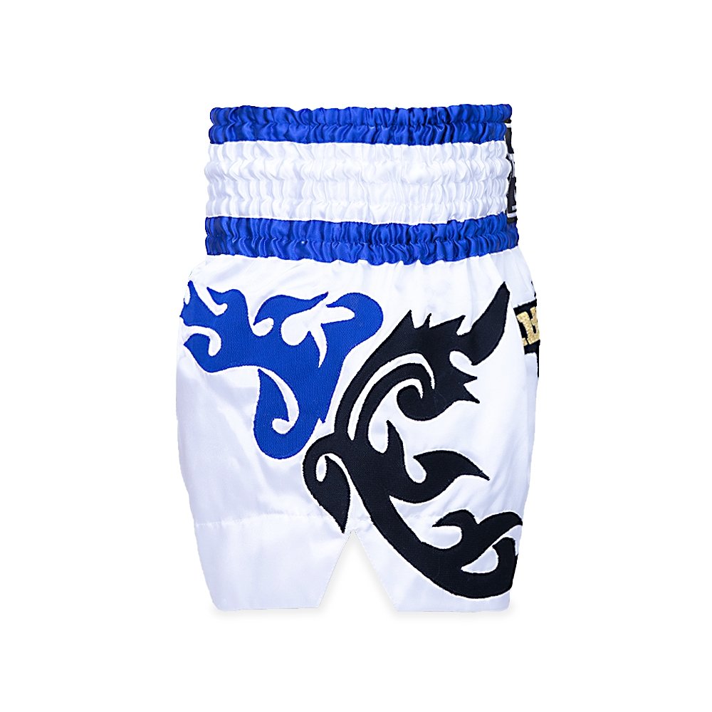 TOP KING Muay Thai shorts. White/Gold/Blue 2