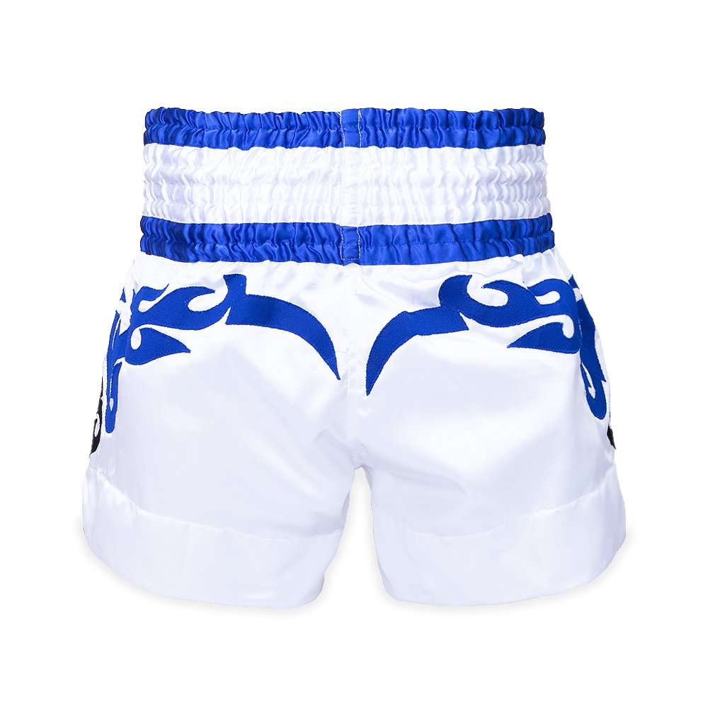 TOP KING Muay Thai shorts. White/Gold/Blue 2