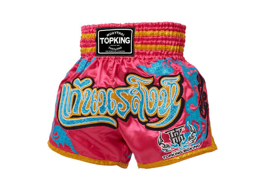 TOP KING Muay Thai shorts. Pink/Gold